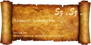 Szencz Szederke névjegykártya